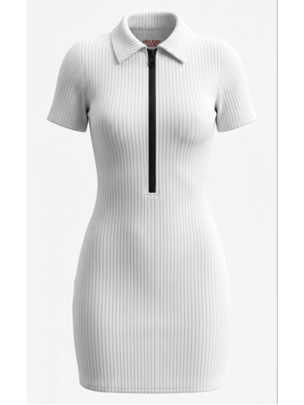 Solid & Striped White Ribbed Zip Front Polo Mini Dress Cover Up Small NWT